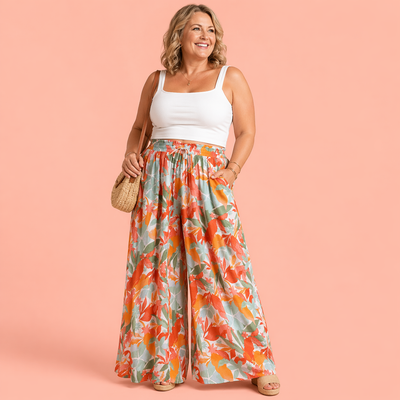 Chiffon Wide-Leg Trousers