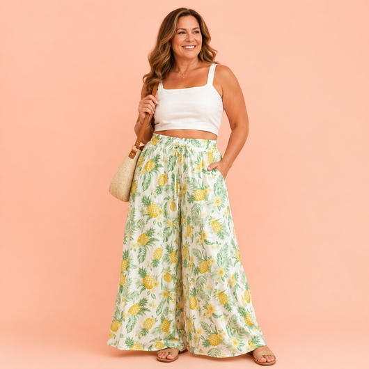 Chiffon Wide-Leg Trousers
